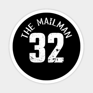 Karl Malone 32 The Mailman Cool Black and White Distressed Jersey Number BASKETBALL-4 Magnet